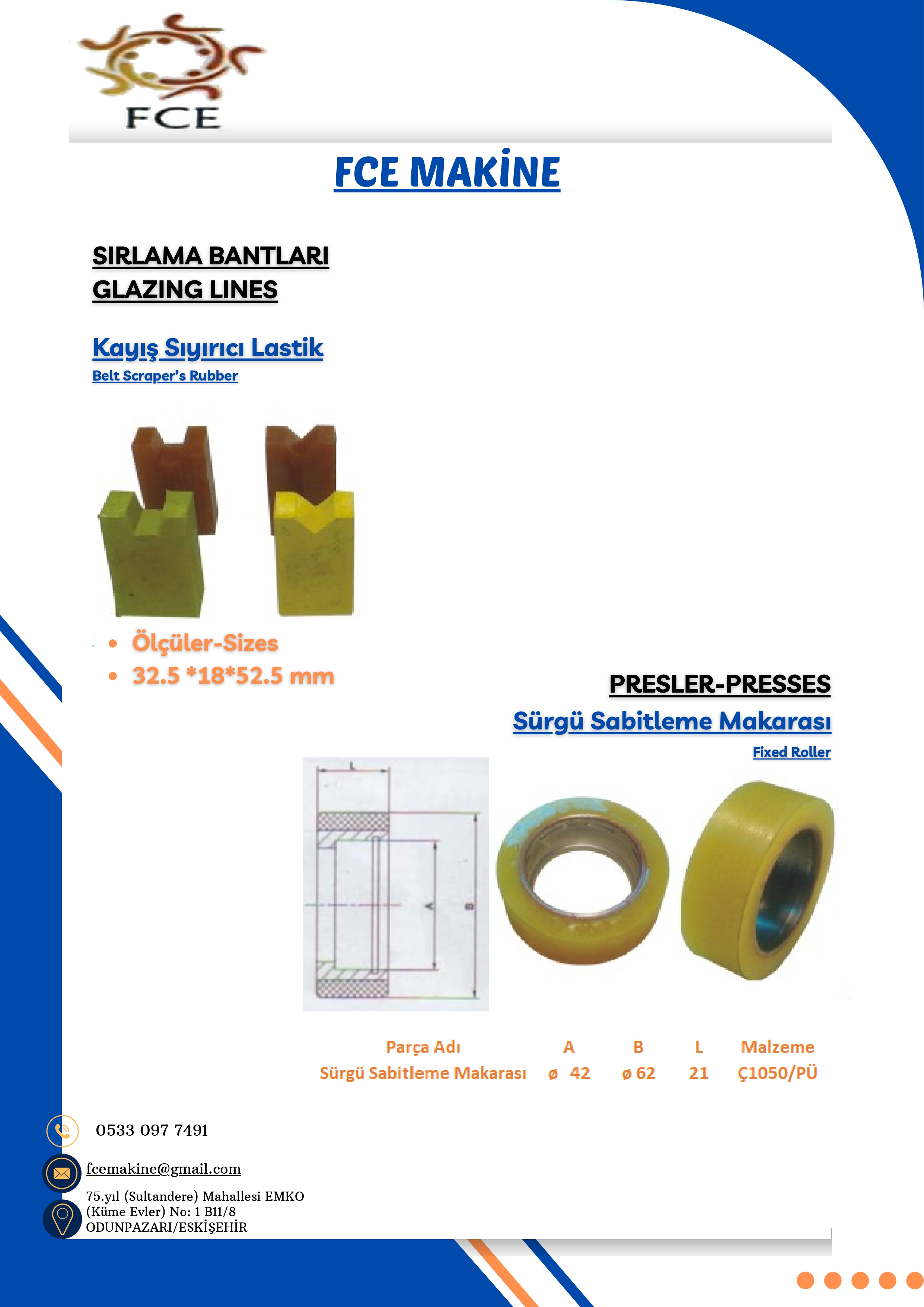 Sıralama Bantları-Kayış Sıyırıcı Lastik-Sürgü Sabitleme Makarası